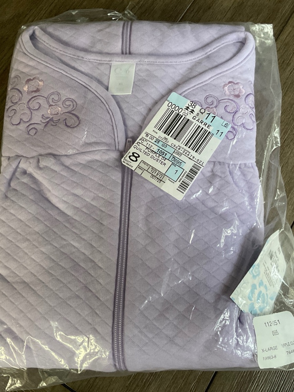 Adonna Quilted House Coat Purple Sz XL New with Tags